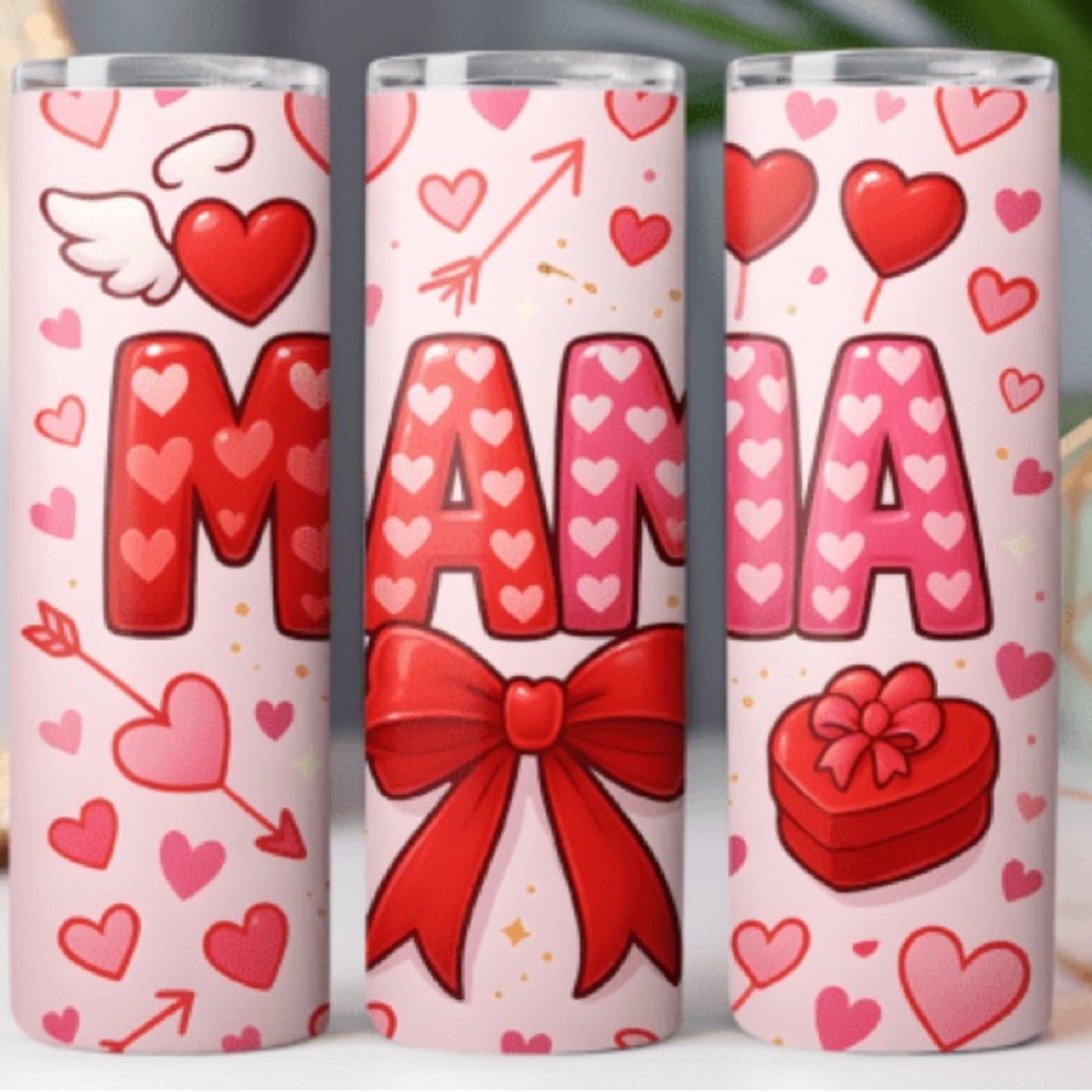 Mama Pink & Red Heart Stainless Tumbler - Perfect Mother’s Day Gift